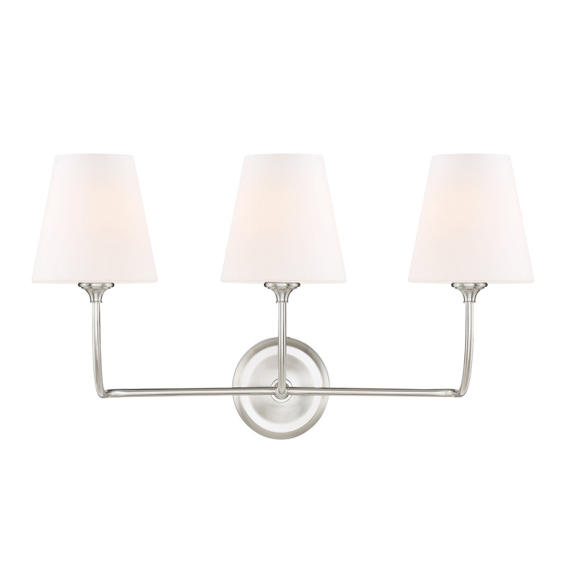 Crystorama 2443-OP-BN Three Light Bathroom Vanity, Brushed Nickel