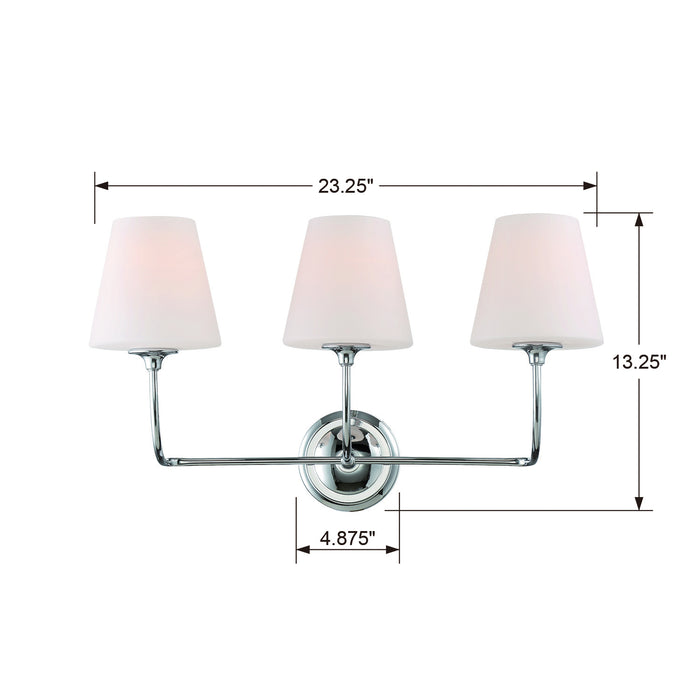Crystorama 2443-OP-CH Three Light Bathroom Vanity, Polished Chrome