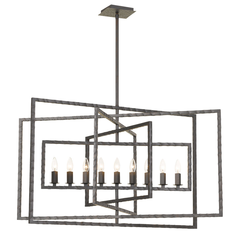 Crystorama 337-RS Nine Light Chandelier, Raw Steel