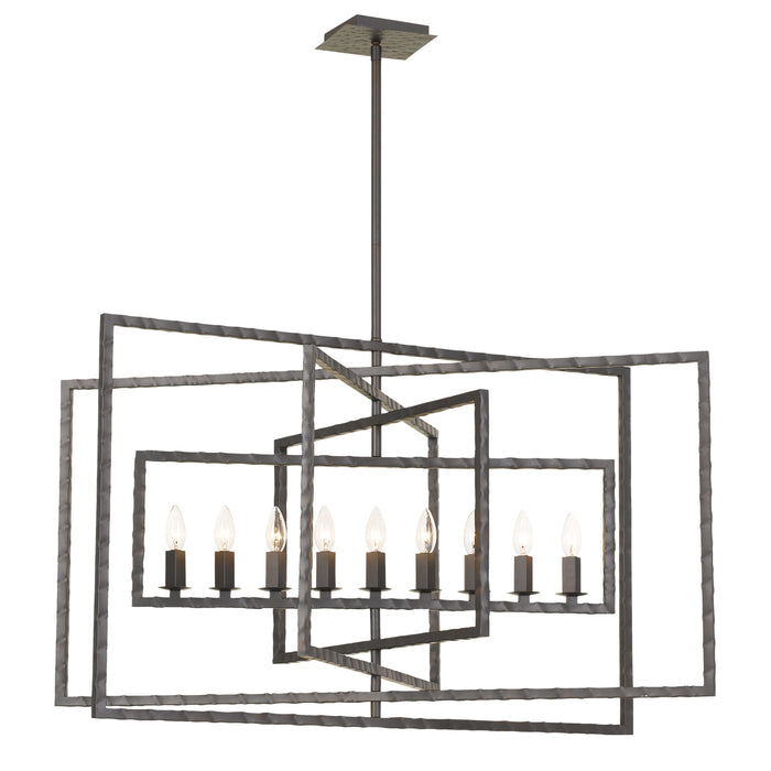 Crystorama 337-RS Nine Light Chandelier, Raw Steel