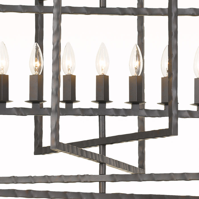 Crystorama 337-RS Nine Light Chandelier, Raw Steel