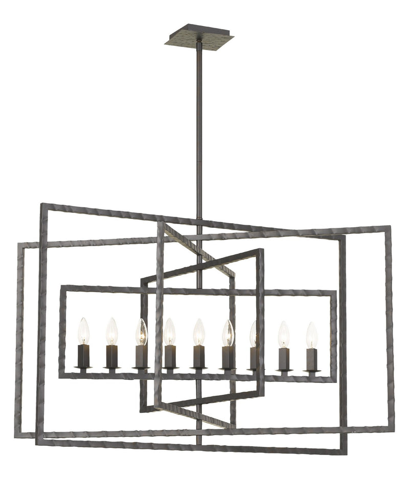 Crystorama 337-RS Nine Light Chandelier, Raw Steel