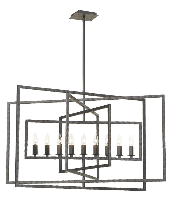 Crystorama 337-RS Nine Light Chandelier, Raw Steel