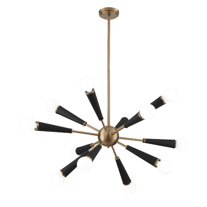 Crystorama 3812-AG 12 Light Chandelier, Aged Brass