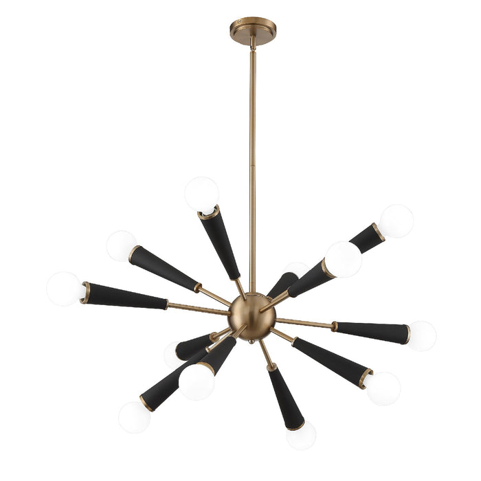 Crystorama 3812-AG 12 Light Chandelier, Aged Brass