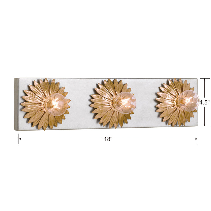 Crystorama 503-GA-SA Three Light Bathroom Vanity, Antique Gold + Antique Silver