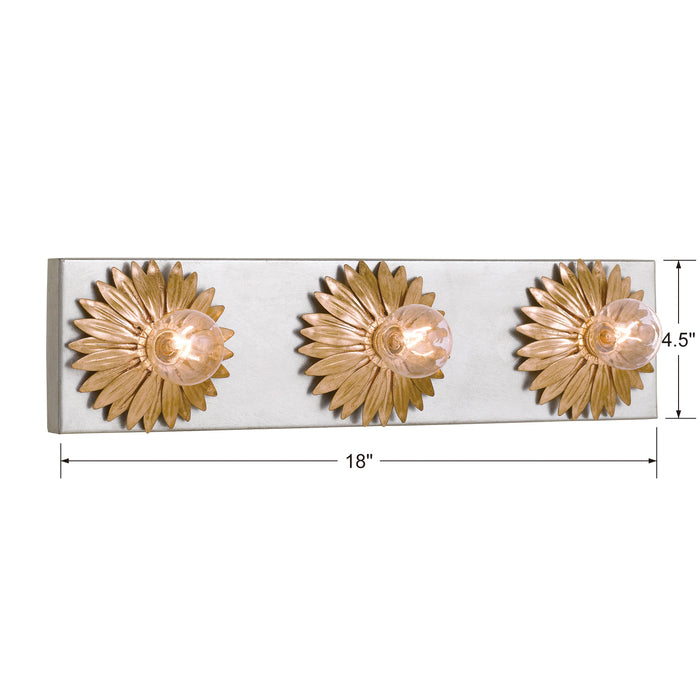 Crystorama 503-GA-SA Three Light Bathroom Vanity, Antique Gold + Antique Silver