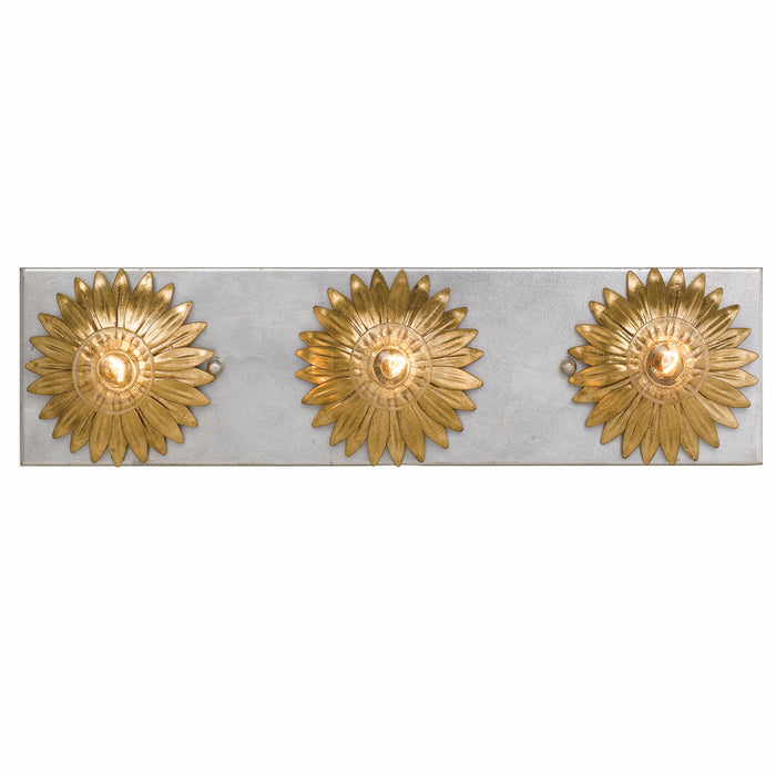 Crystorama 503-GA-SA Three Light Bathroom Vanity, Antique Gold + Antique Silver