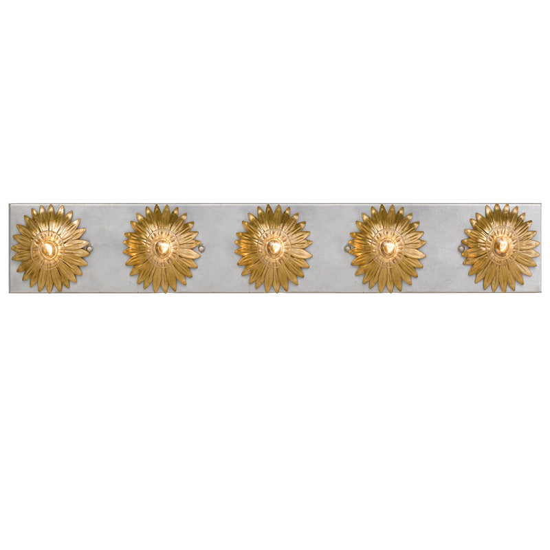 Crystorama 508-GA-SA Five Light Bathroom Vanity, Antique Gold + Antique Silver