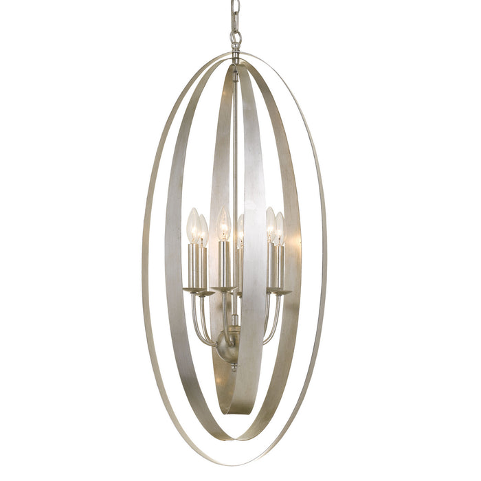 Crystorama 597-SA Six Light Chandelier, Antique Silver