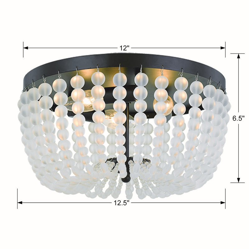 Crystorama 600-MK Three Light Flush Mount, Matte Black