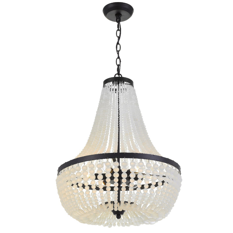 Crystorama 608-MK Six Light Chandelier, Matte Black