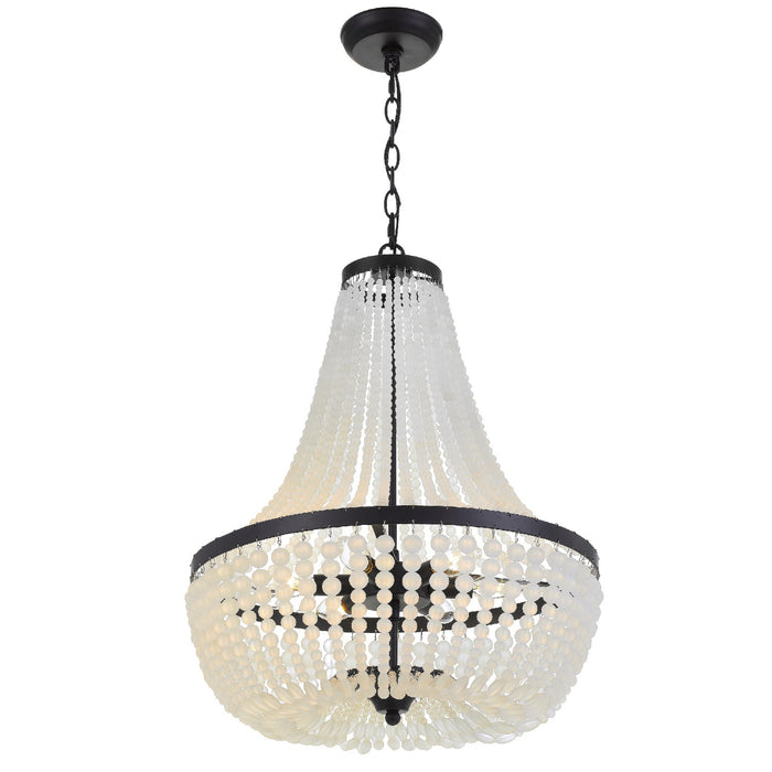Crystorama 608-MK Six Light Chandelier, Matte Black