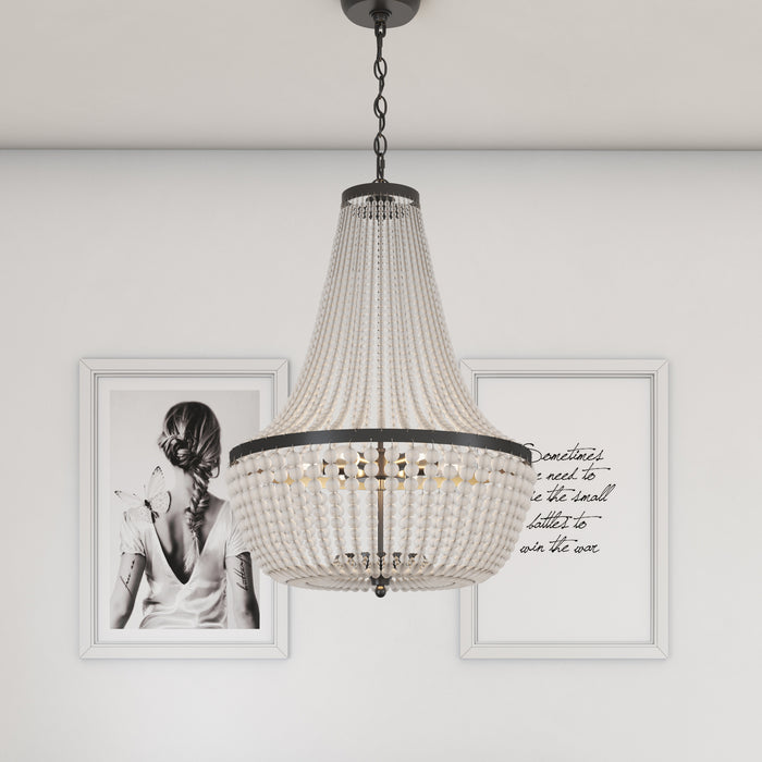 Crystorama 608-MK Six Light Chandelier, Matte Black