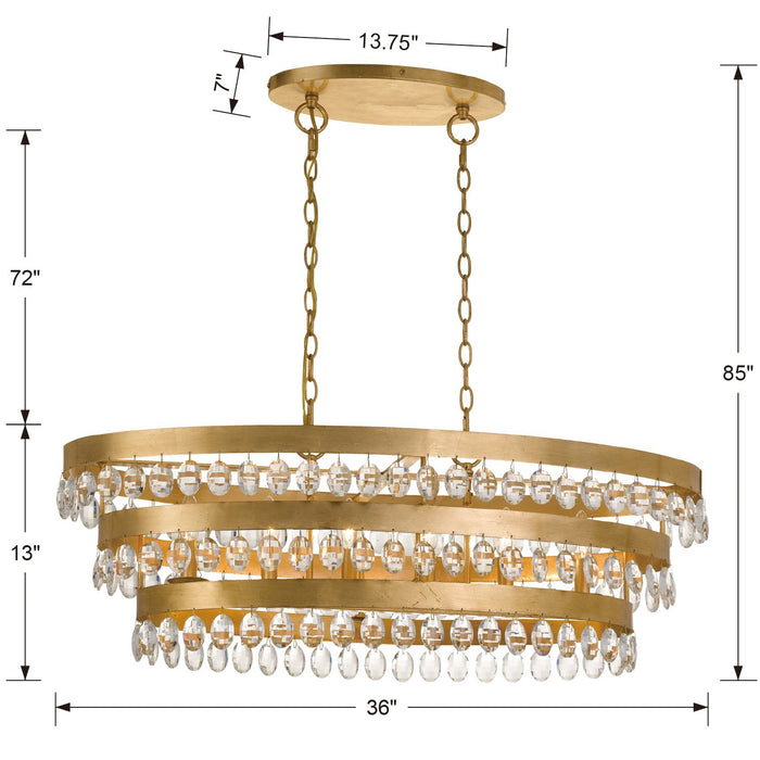 Crystorama 6107-GA Six Light Chandelier, Antique Gold