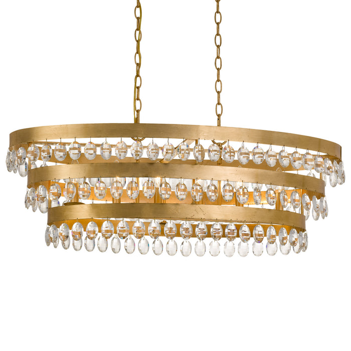Crystorama 6107-GA Six Light Chandelier, Antique Gold