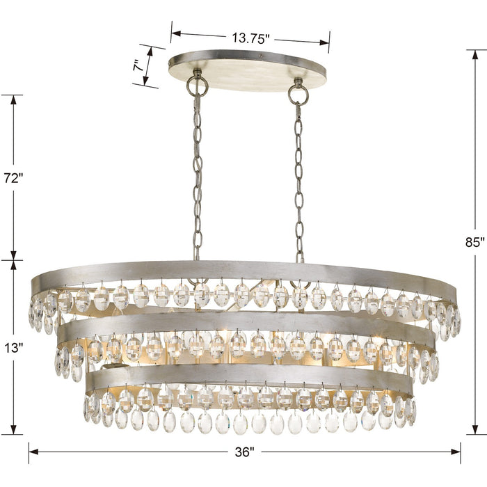 Crystorama 6107-SA Six Light Chandelier, Antique Silver