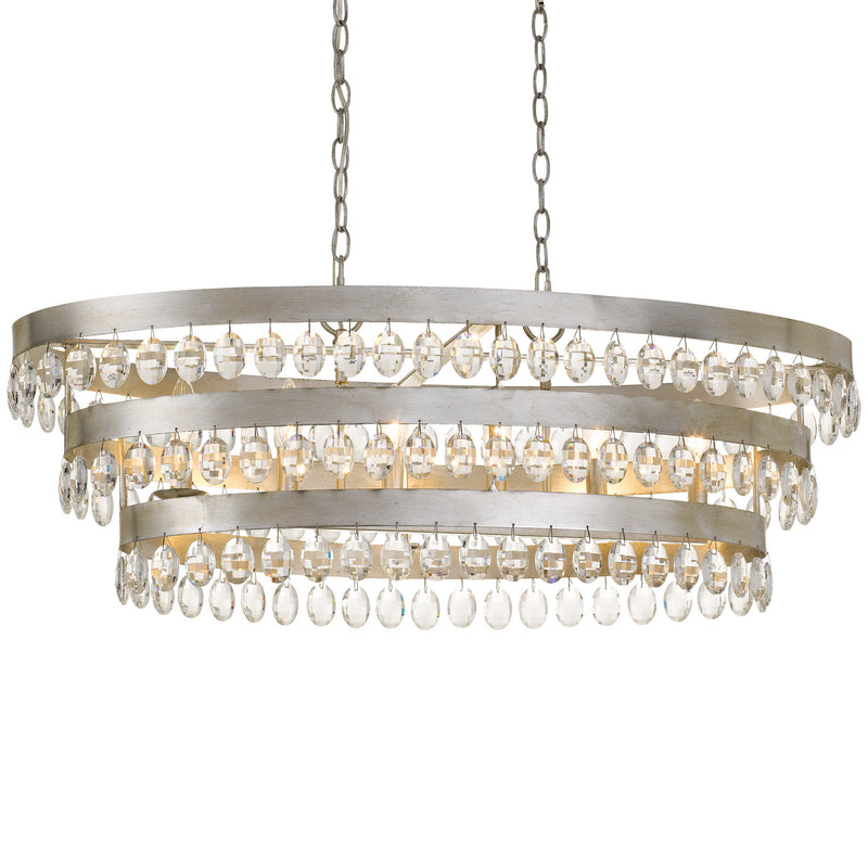 Crystorama 6107-SA Six Light Chandelier, Antique Silver