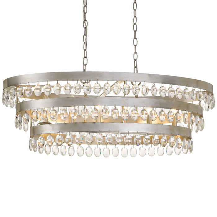 Crystorama 6107-SA Six Light Chandelier, Antique Silver