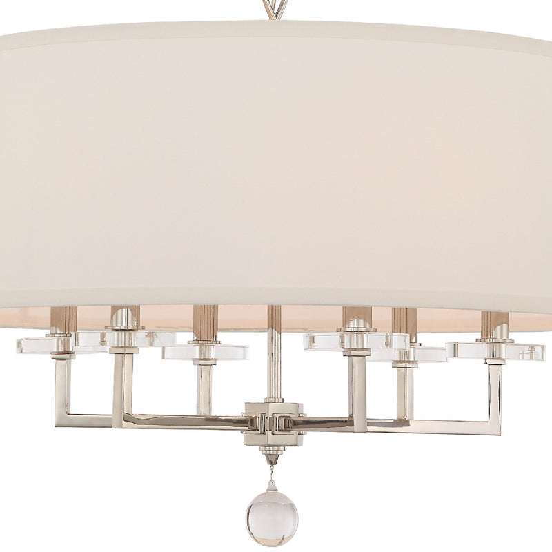 Crystorama 8116-PN Six Light Chandelier, Polished Nickel