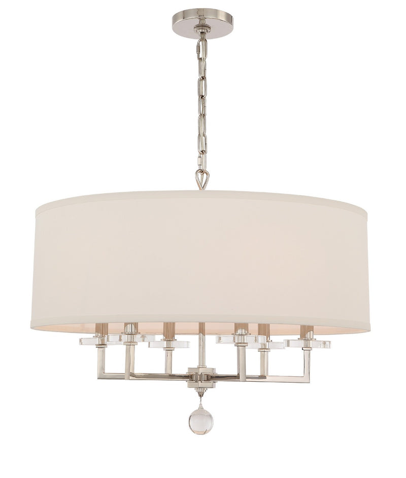 Crystorama 8116-PN Six Light Chandelier, Polished Nickel