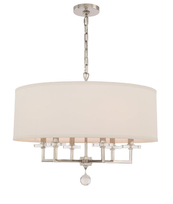 Crystorama 8116-PN Six Light Chandelier, Polished Nickel