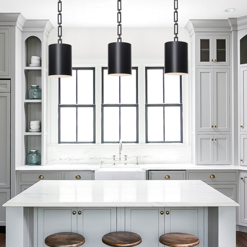 Crystorama 8680-MK-WH One Light Mini Chandelier, Matte Black + White