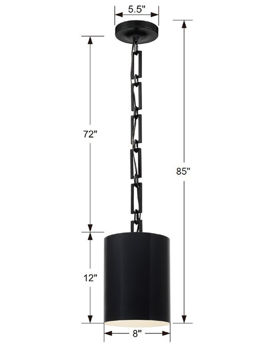 Crystorama 8680-MK-WH One Light Mini Chandelier, Matte Black + White