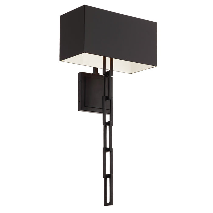 Crystorama 8682-MK-WH Two Light Wall Sconce, Matte Black + White