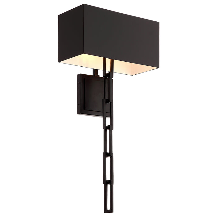 Crystorama 8682-MK-WH Two Light Wall Sconce, Matte Black + White