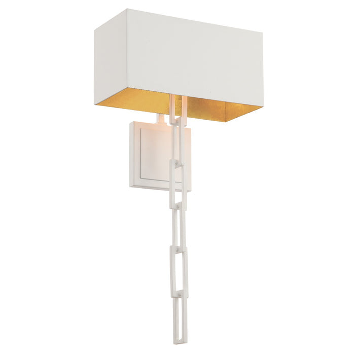 Crystorama 8682-MT-GA Two Light Wall Sconce, Matte White + Antique Gold