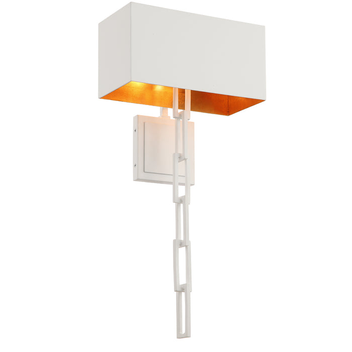 Crystorama 8682-MT-GA Two Light Wall Sconce, Matte White + Antique Gold