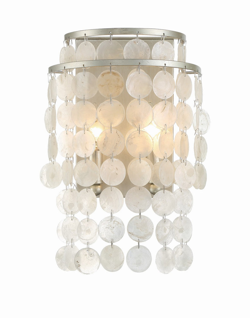 Crystorama BRI-3002-SA Two Light Wall Sconce, Antique Silver