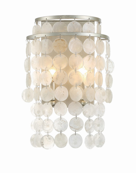 Crystorama BRI-3002-SA Two Light Wall Sconce, Antique Silver