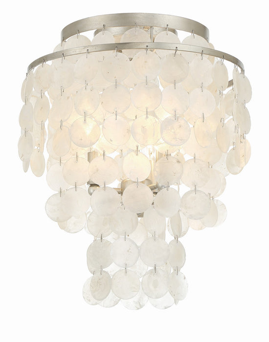 Crystorama BRI-3003-SA Three Light Flush Mount, Antique Silver
