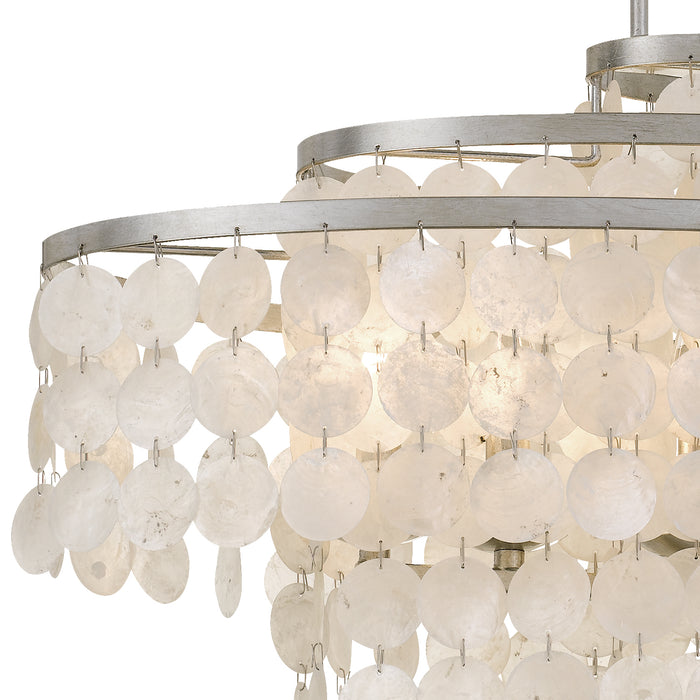 Crystorama BRI-3009-SA Six Light Chandelier, Antique Silver