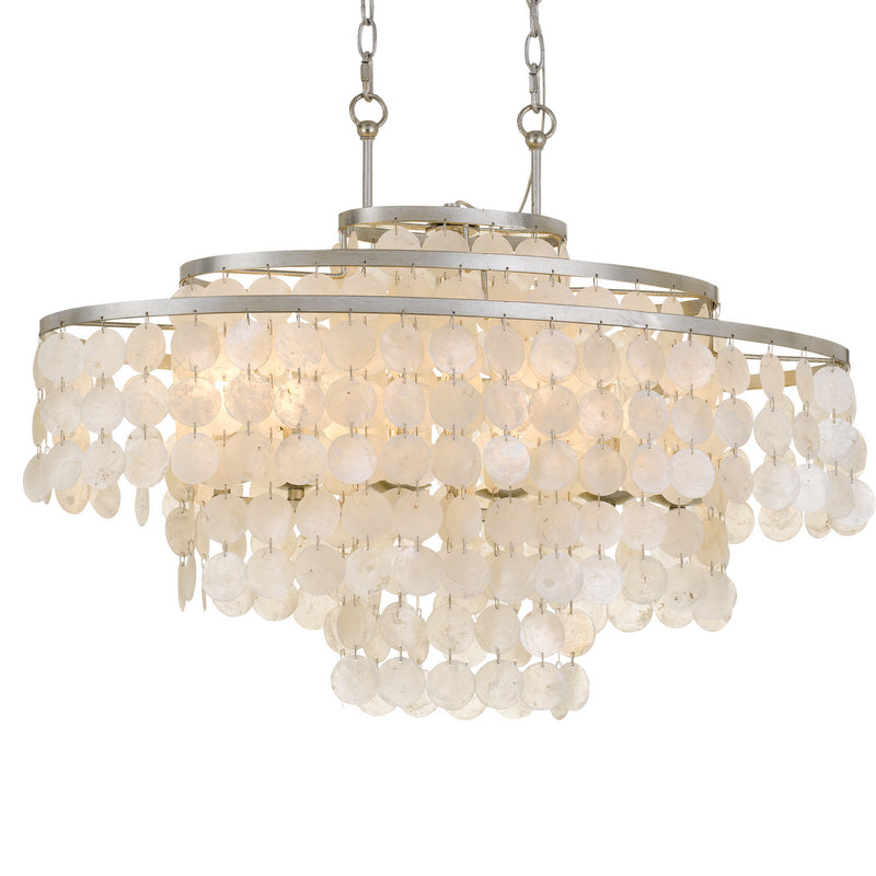 Crystorama BRI-3009-SA Six Light Chandelier, Antique Silver