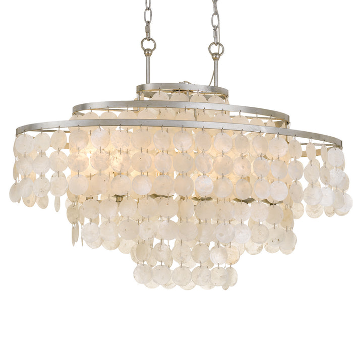 Crystorama BRI-3009-SA Six Light Chandelier, Antique Silver