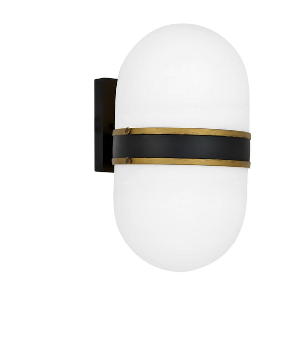 Crystorama CAP-8504-MK-TG Two Light Outdoor Wall Sconce, Matte Black + Textured Gold