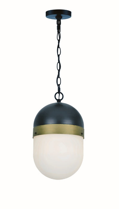 Crystorama CAP-8507-MK-TG One Light Outdoor Pendant, Matte Black + Textured Gold