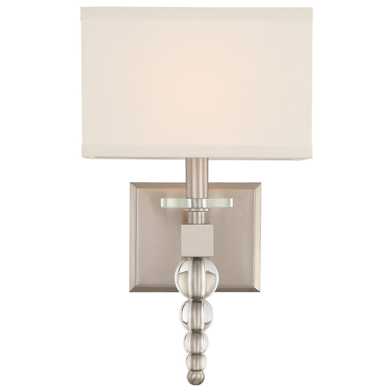 Crystorama CLO-8892-BN One Light Wall Sconce, Brushed Nickel