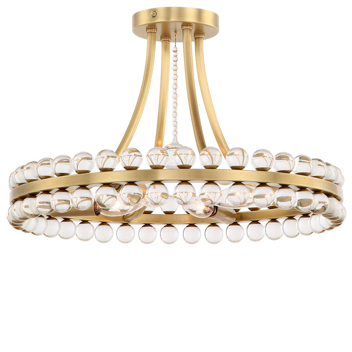 Crystorama CLO-8894-AG Four Light Semi Flush Mount, Aged Brass