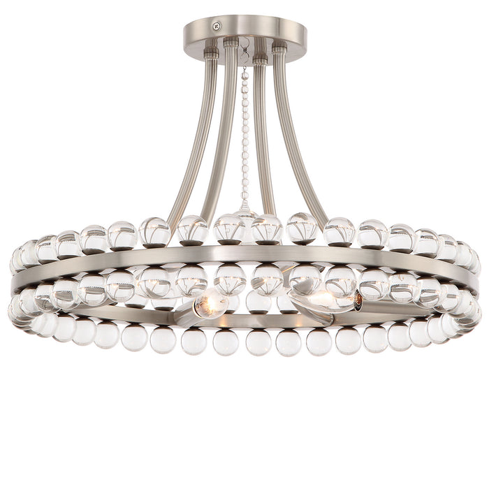 Crystorama CLO-8894-BN Four Light Semi Flush Mount, Brushed Nickel