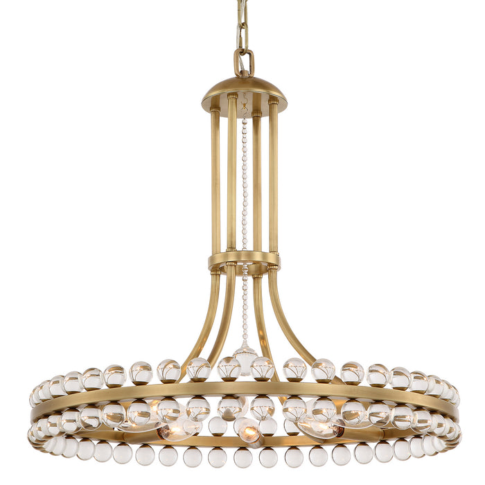 Crystorama CLO-8898-AG Eight Light Chandelier, Aged Brass