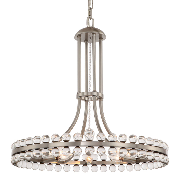 Crystorama CLO-8898-BN Eight Light Chandelier, Brushed Nickel