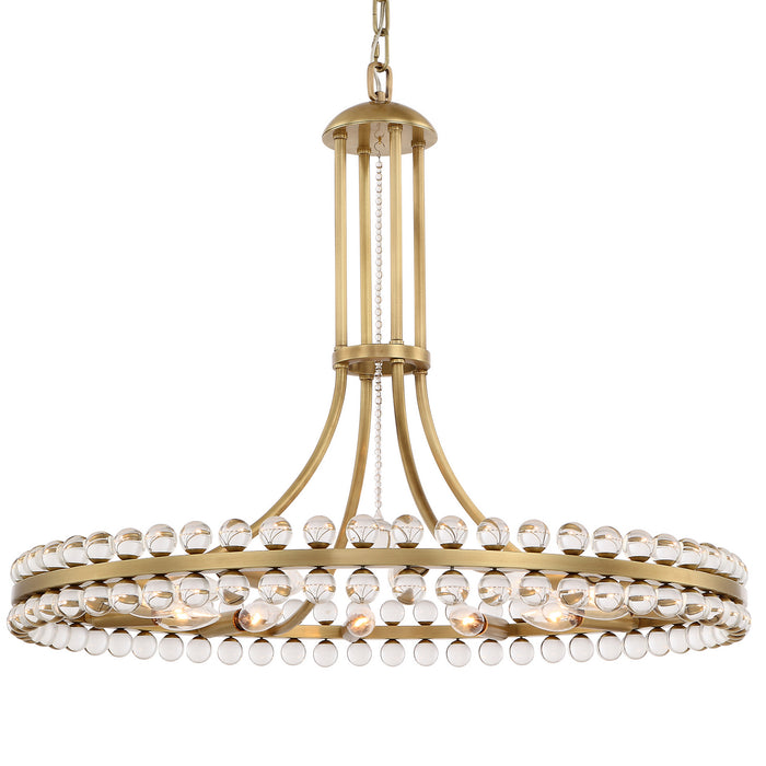 Crystorama CLO-8899-AG 12 Light Chandelier, Aged Brass