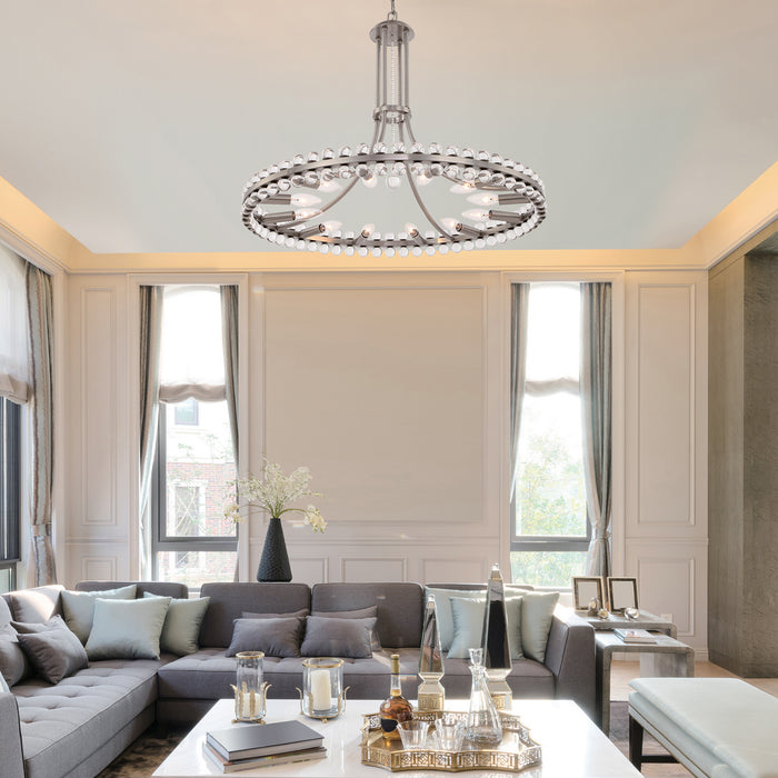Crystorama CLO-8899-BN 12 Light Chandelier, Brushed Nickel