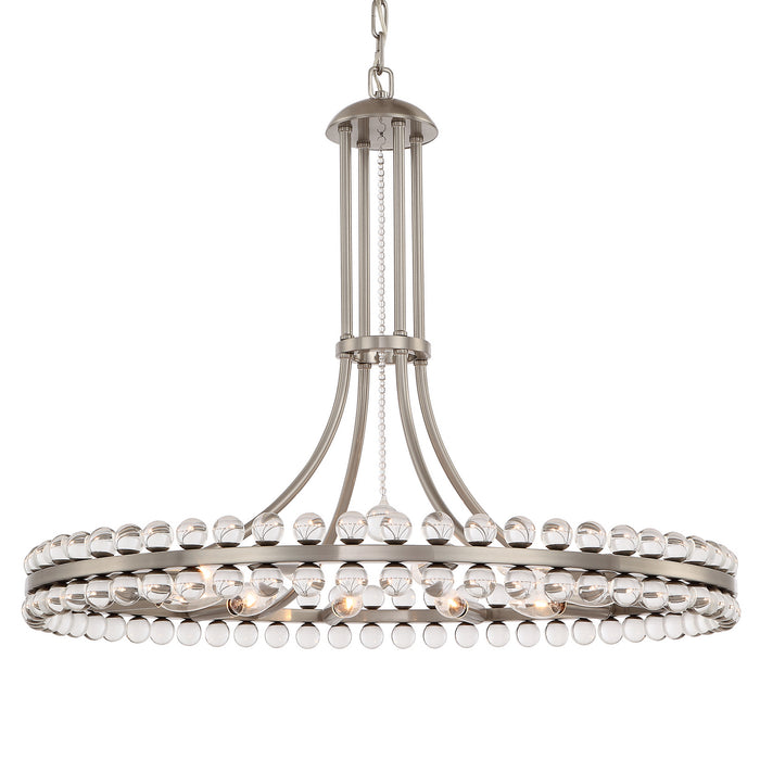 Crystorama CLO-8899-BN 12 Light Chandelier, Brushed Nickel