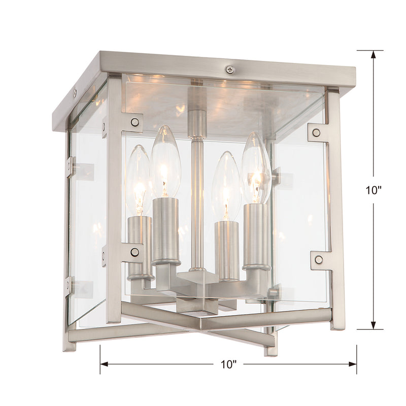Crystorama DAN-8793-BN Four Light Flush Mount, Brushed Nickel
