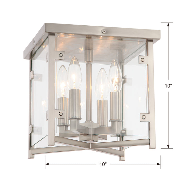 Crystorama DAN-8793-BN Four Light Flush Mount, Brushed Nickel